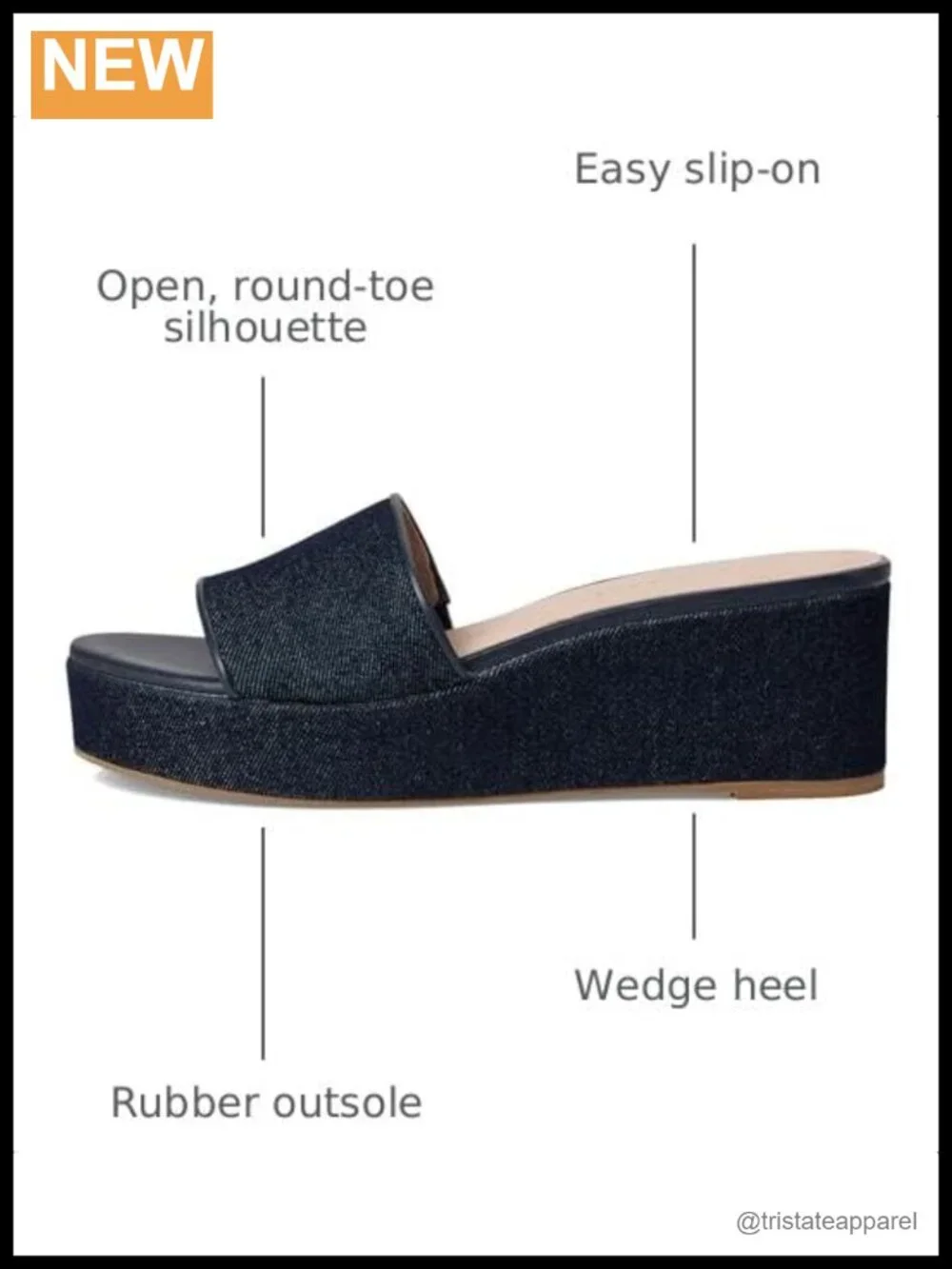 Wedge Sandals Mid-Wedge Heel Slide Slip On Cotton Leather Insole Casual